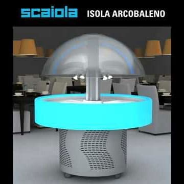 Холодильная витрина Scaiola Isola в аренду купольная, температурный режим +3 +10 градусов, с LED корпусом, 12 цветов