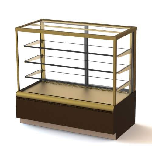 Кубическая кондитерская витрина Полюс 0.9D Carboma Cube в аренду, температурный режим от +6 +12 градусов, ширина 920 мм, цвет золотистый