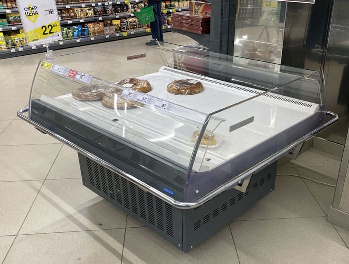 Холодильная витрина Promo МХМ 1250 мм в аренду, температурный режим +1 +10 градусов, открытая выкладка, рекламная