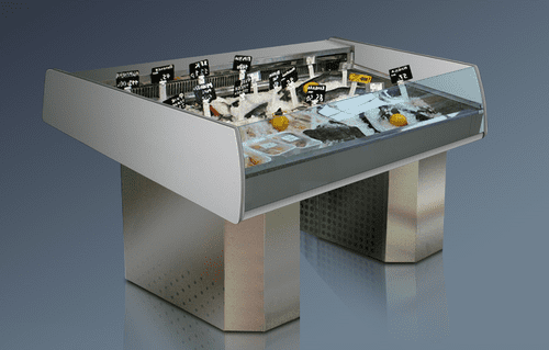 Витрина открытая холодильная для рыбы, мяса, фруктов Ариада Бьянка ВУ17Р 1165 мм в аренду, температурный режим -3 +3 градусов