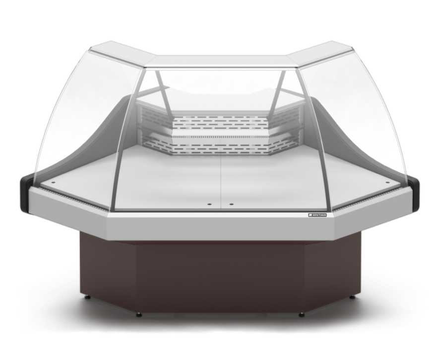 Угловая холодильная витрина Арктика КВС в аренду, универсальная, температурный режим 0 +5 градусов, ширина 1900 мм